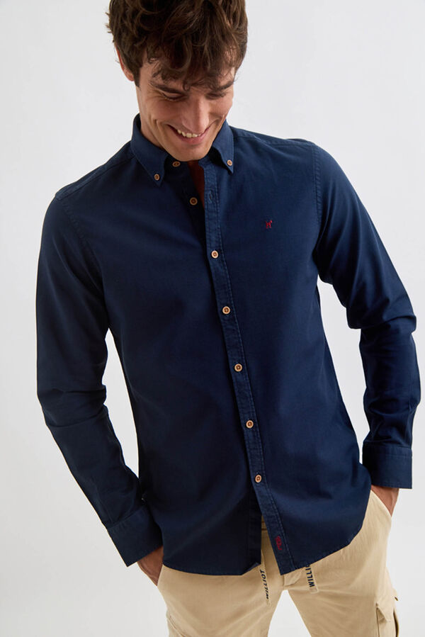 Williot Camisa estruturada tingida em tecido Azul