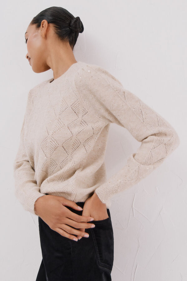 Cortefiel Sequin jersey-knit jersey Beige