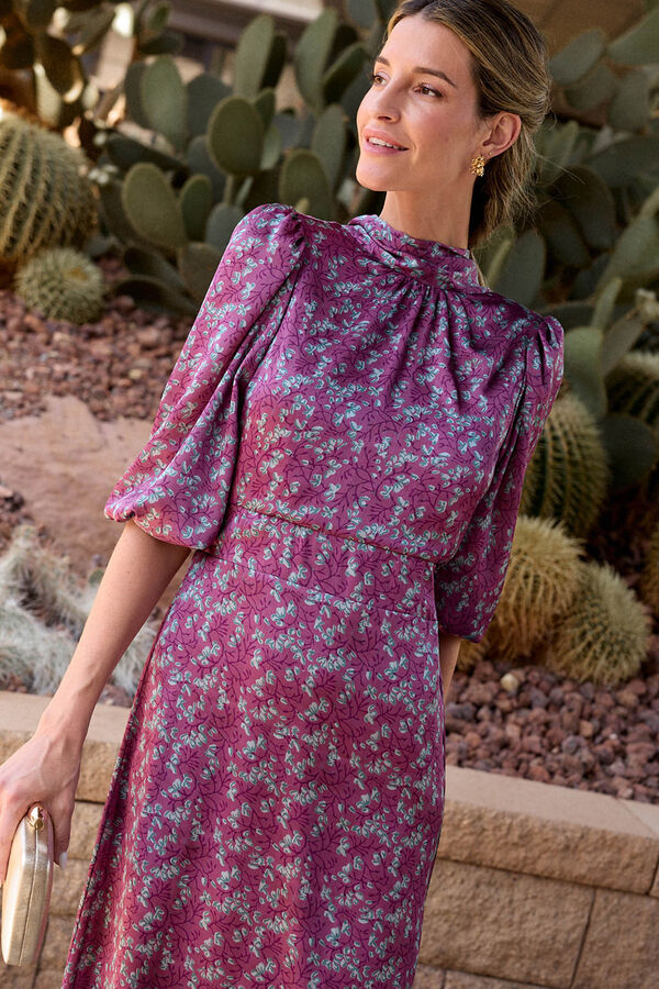 Polín Et Moi Vestido longo estampado MIN Roxo
