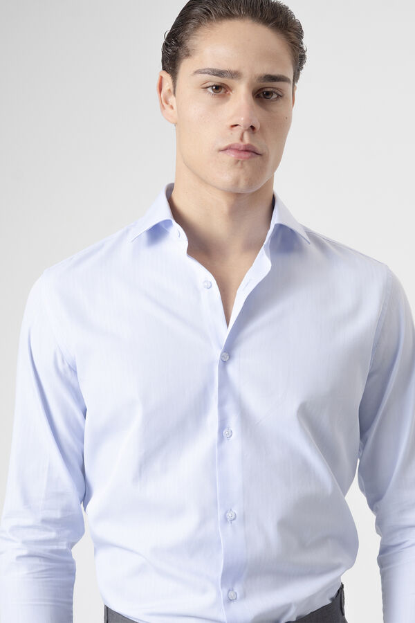 PuroEGO Camisa vestir espiga Azul