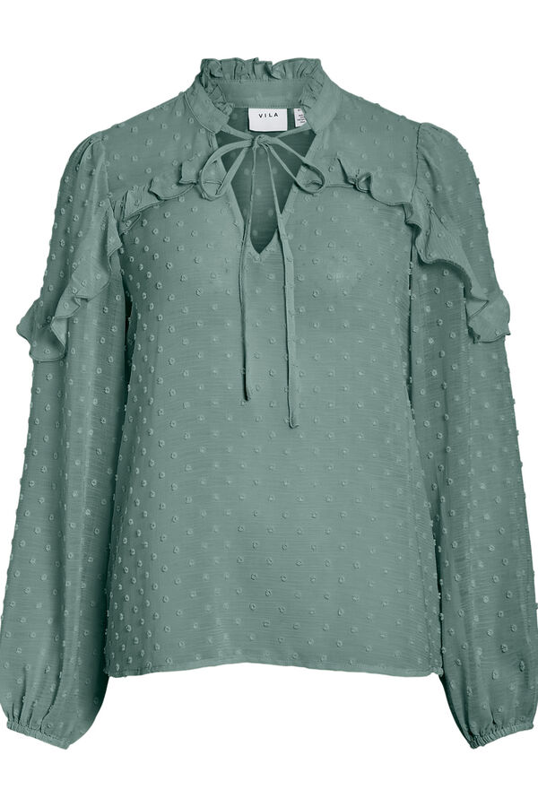 Vila Blusa manga comprida plumeti Cinzento