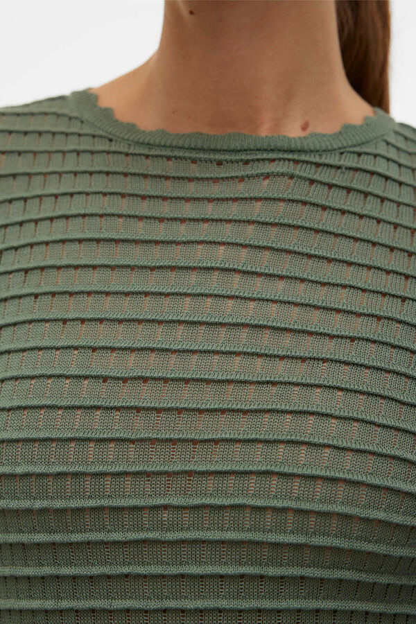 Cortefiel Jersey detalles calados Verde