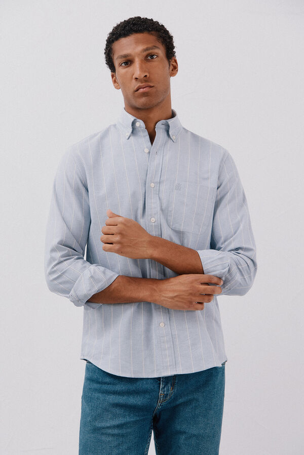 Cortefiel Camisa oxford riscas Azul