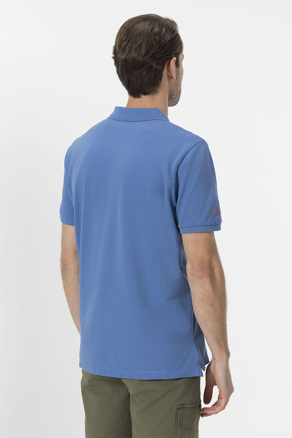 elPulpo Polo lavado bordados a contraste Azul