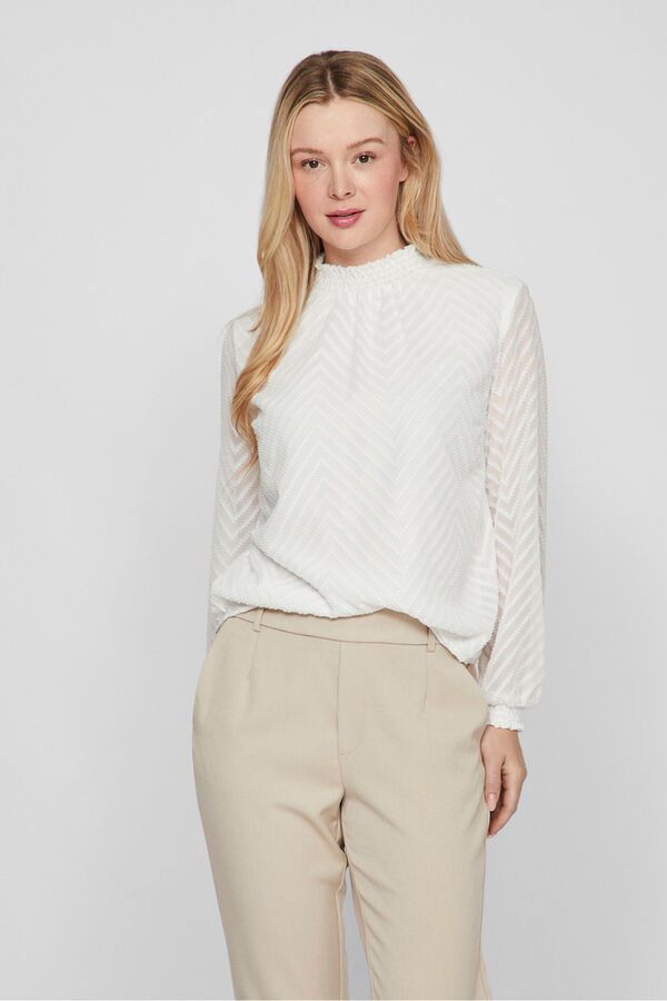 Vila Blusa de manga comprida com gola alta Branco