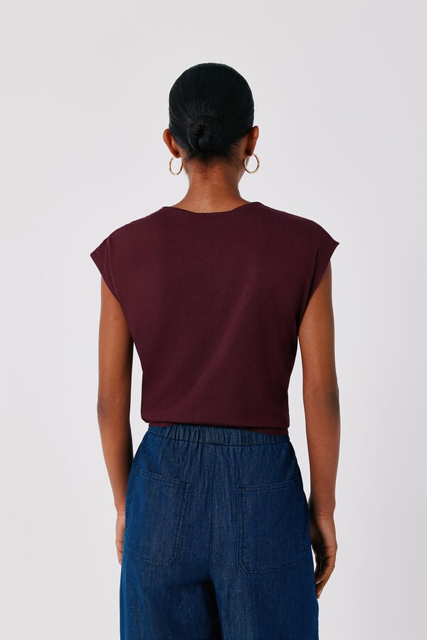 Cortefiel Printed T-shirt Maroon