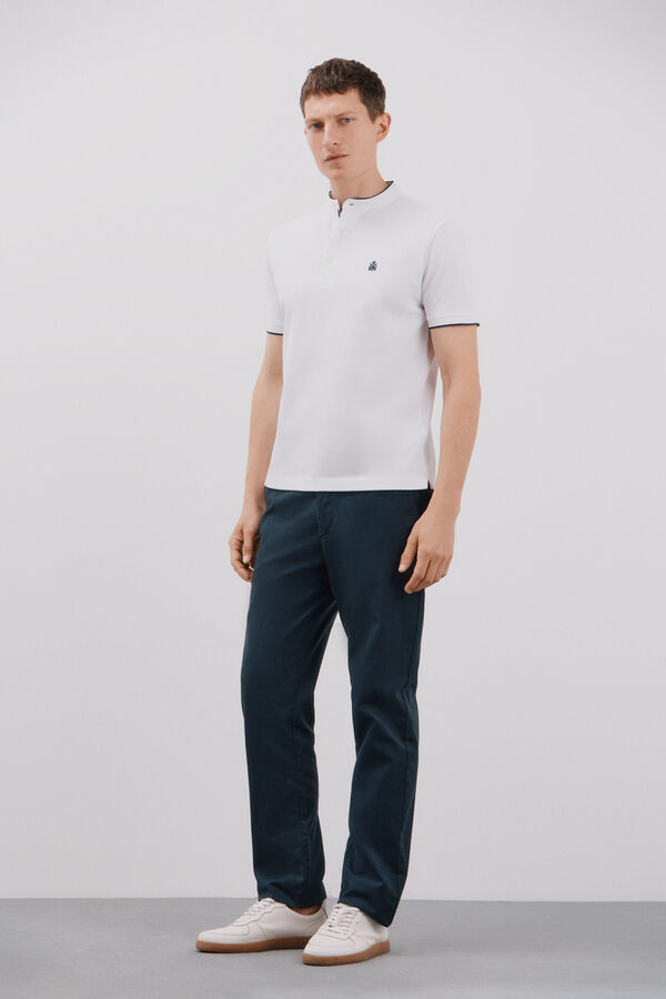 Cortefiel Mandarin collar polo shirt White