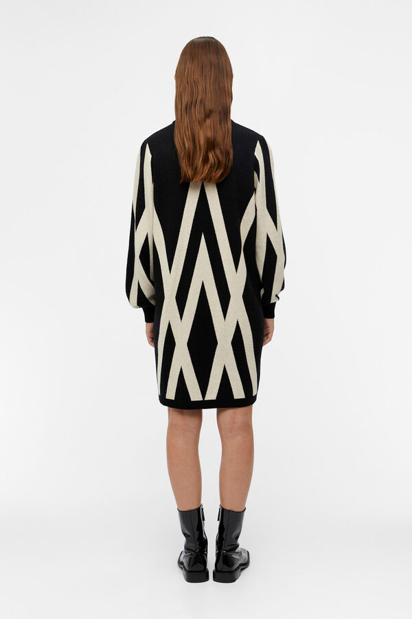 Cortefiel Printed jersey-knit dress Black