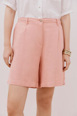 Cortefiel Linen bermuda shorts Pink