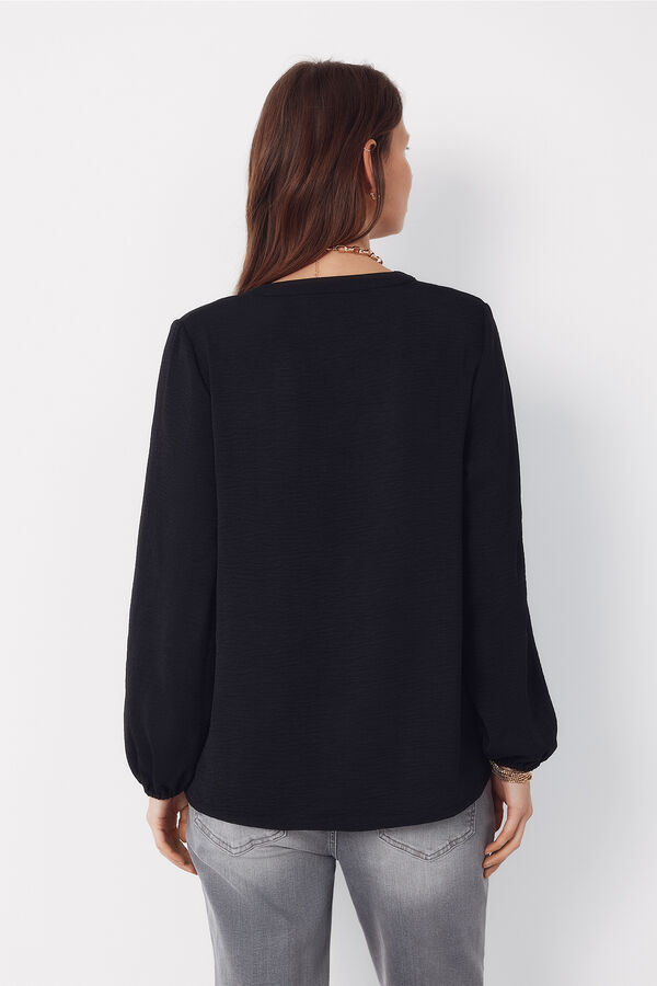 Cortefiel Mandarin blouse with buttons Black