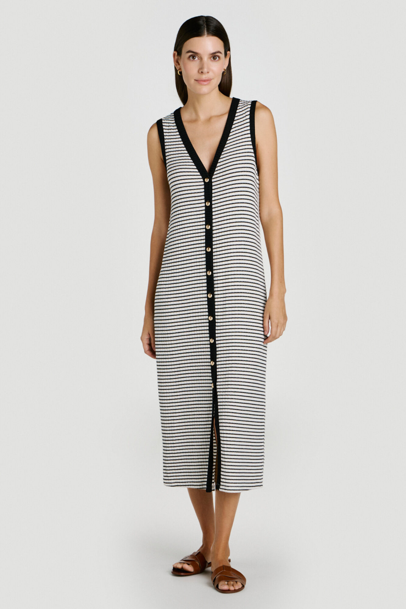 Vila Vestido midi de punto canal&eacute; abotonado