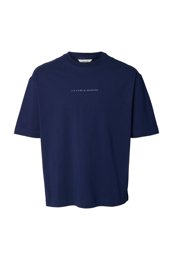 Selected T-shirt de manga curta relaxed Azul