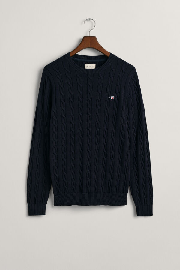 Gant Camisola de algodão com gola redonda Azul