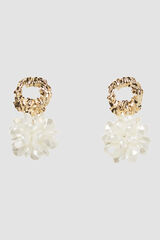 Cortefiel Pendant earrings with pearls Yellow