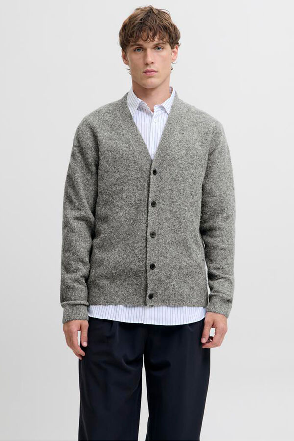 Jack & Jones Casaco de malha básico de malha liso Cinzento