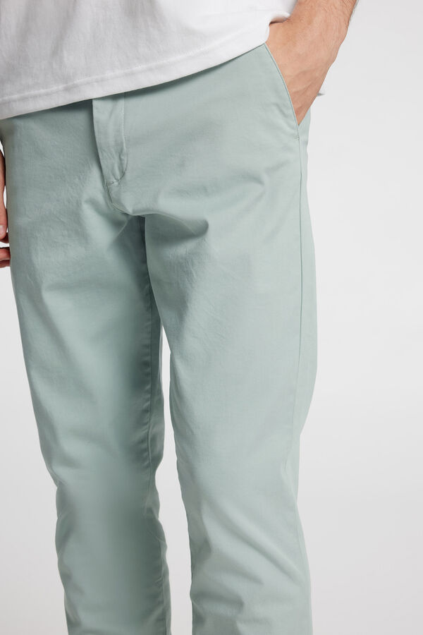 Selected Calça calças chino slim fit feita de algodão orgânico  Verde