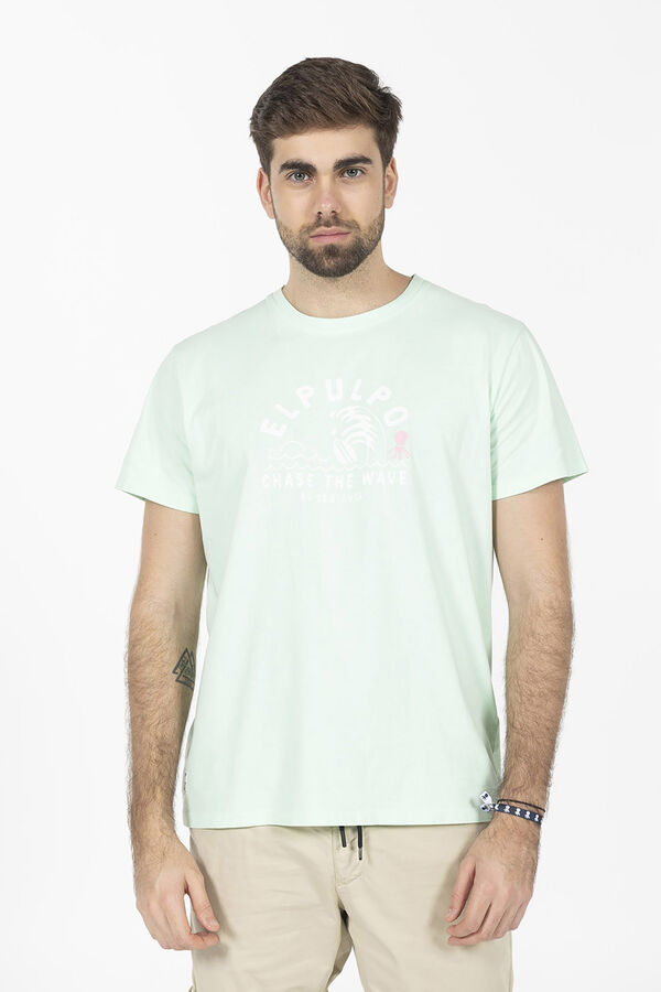 Cortefiel Wave print T-shirt Turquoise