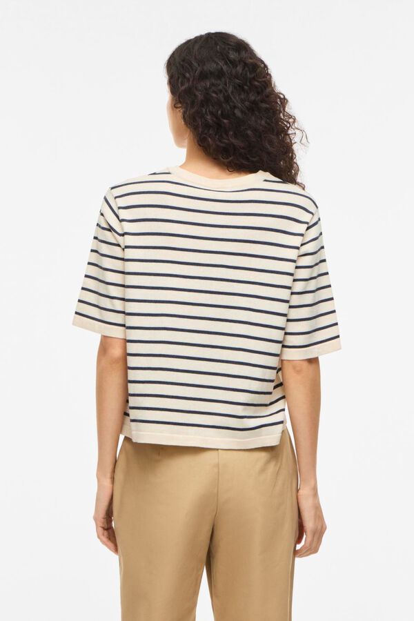 Vila Top de malha com manga curta 2/4 em viscose Cinzento