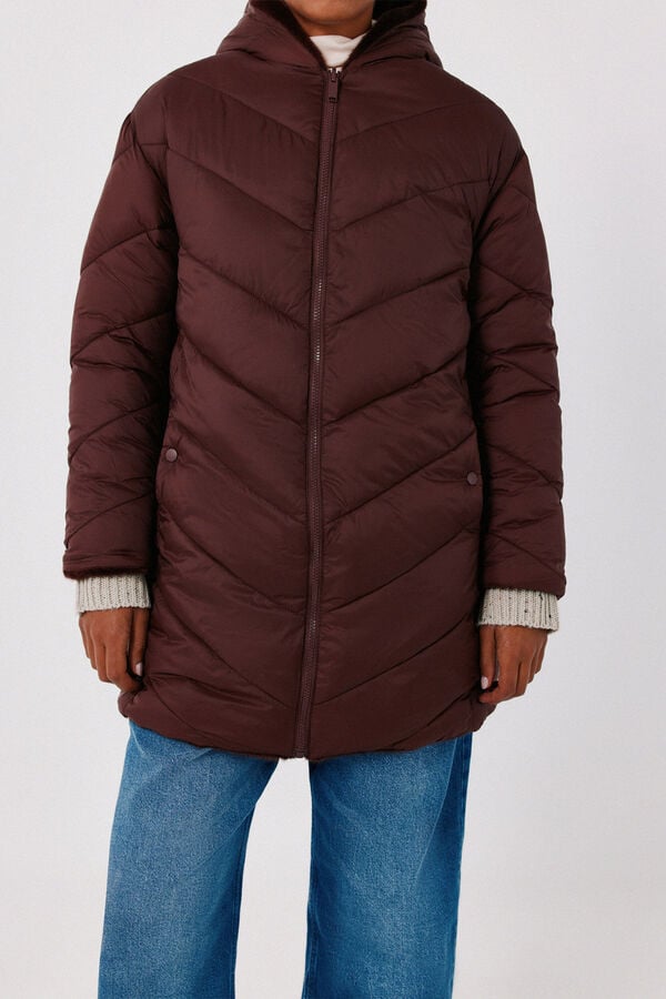 Cortefiel Anorak acolchado reversible efecto pelo Vino