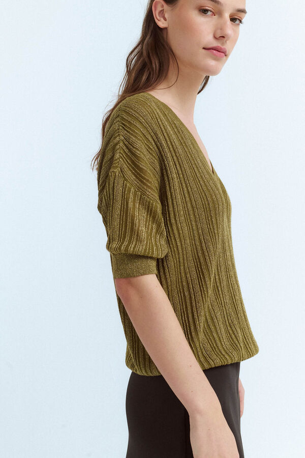 Vila Top de malha com lurex Verde