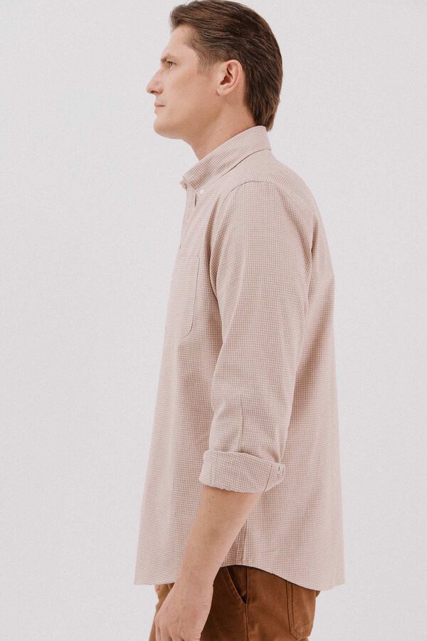 Cortefiel Checked twill shirt Camel