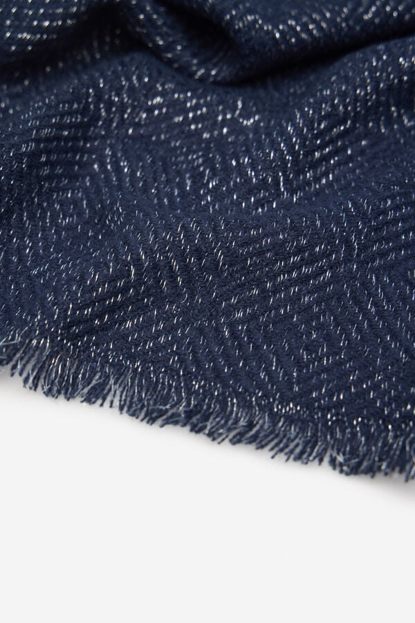Cortefiel Lurex textured scarf Navy