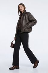 Vero Moda Bomber de pele gola alta Castanho
