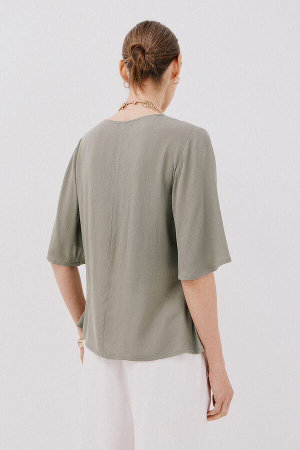 Cortefiel lace blouse with ruffles Kaki