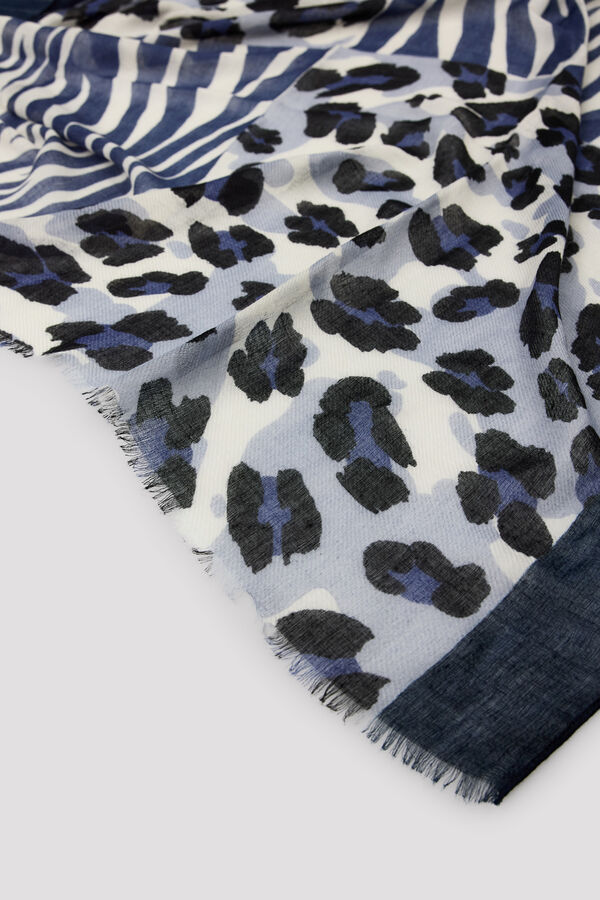 Cortefiel Animal print combination scarf Printed blue