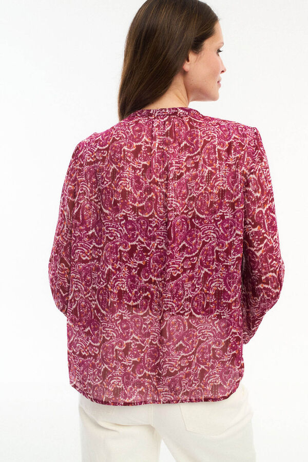 Vila Blusa manga longa com estampa de lurex Subiu