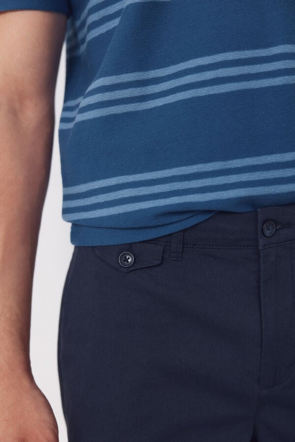 Cortefiel Printed chino Bermuda shorts Navy