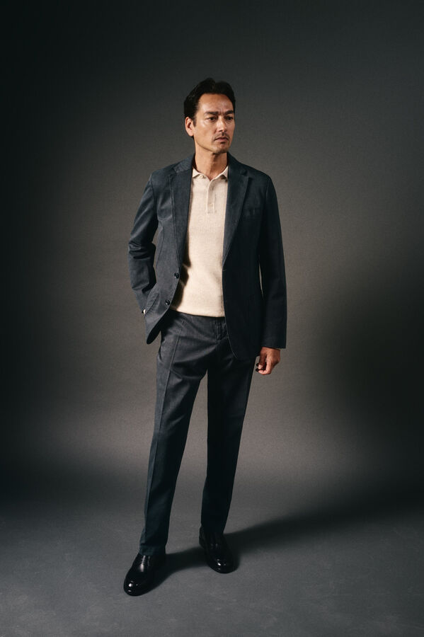 OOTO Suéter de lã com gola polo Tostado