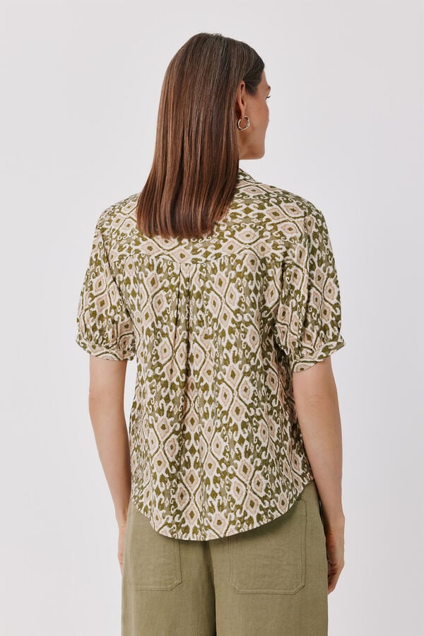 Cortefiel Short sleeve shirt Printed green