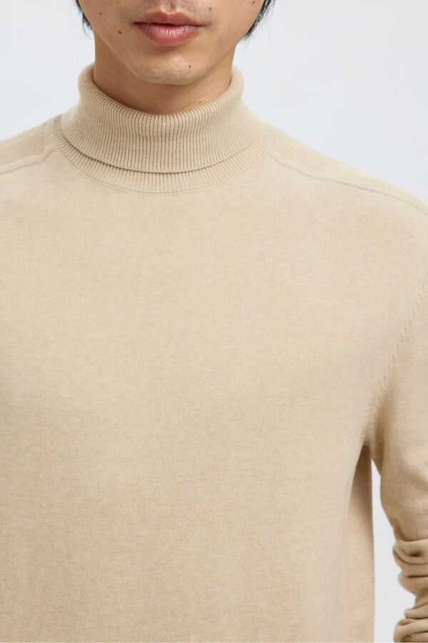 Selected Camisola de gola de algodão orgânico  Cinzento