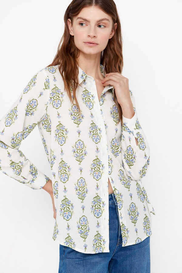 Cortefiel Sustainable cotton shirt Printed white