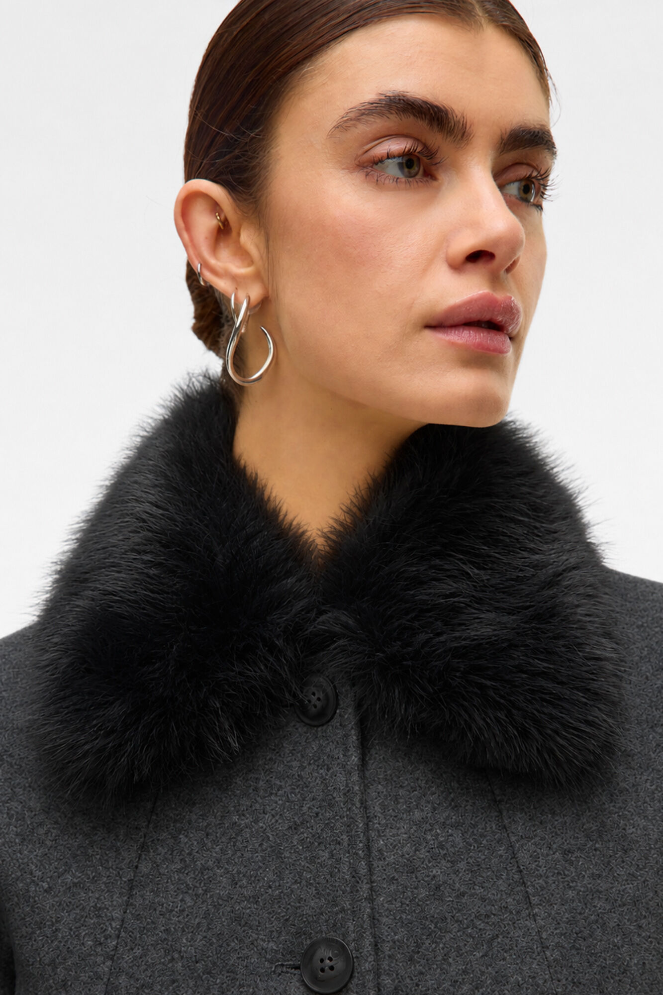 Vero Moda Sobretudo de fazenda com gola de pelo