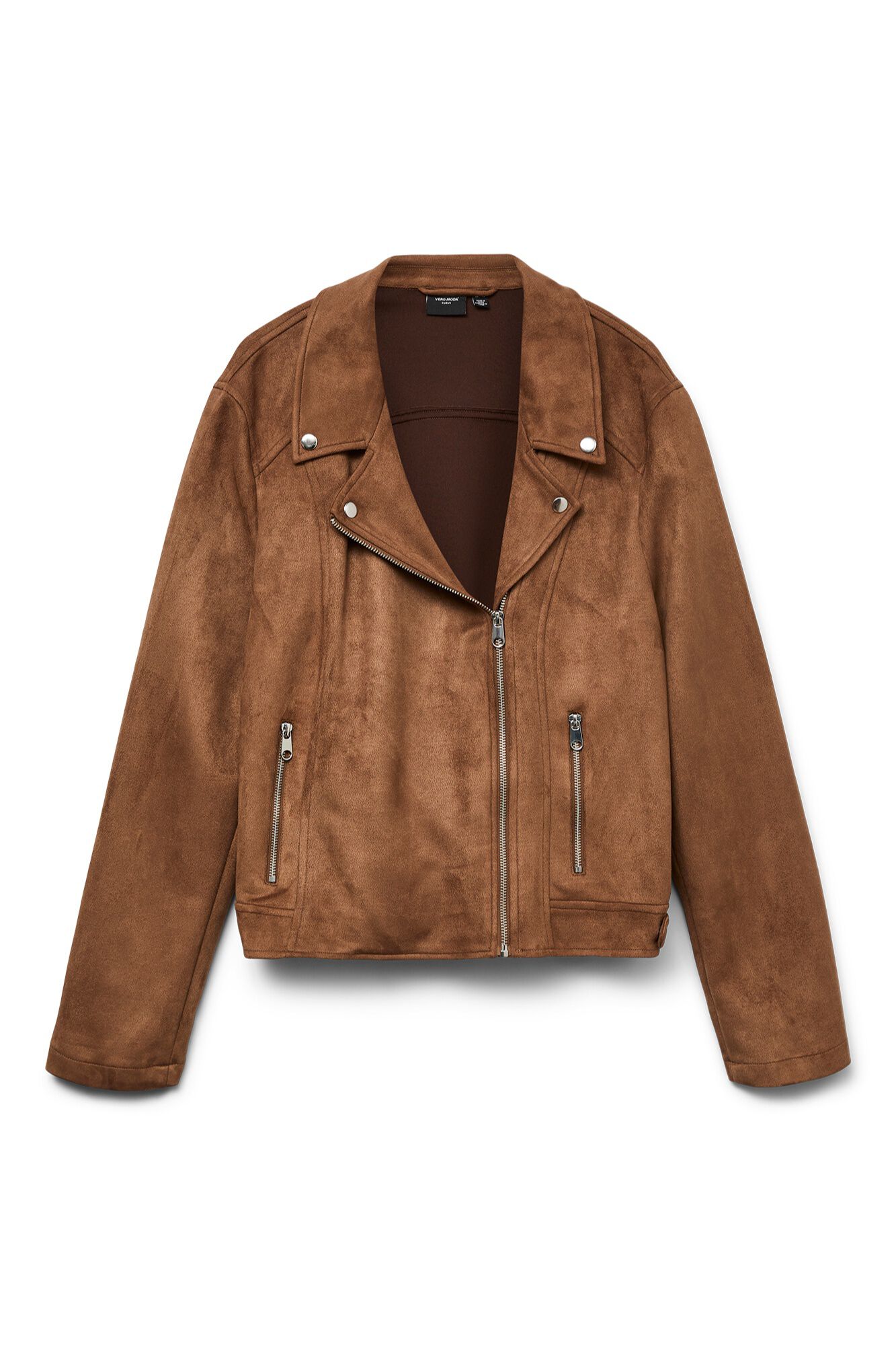 Vero Moda Curve Blus&atilde;o motard em camur&ccedil;a sint&eacute;tica