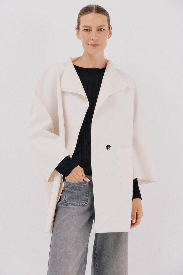 Cortefiel Cape coat with light fabric Ivory