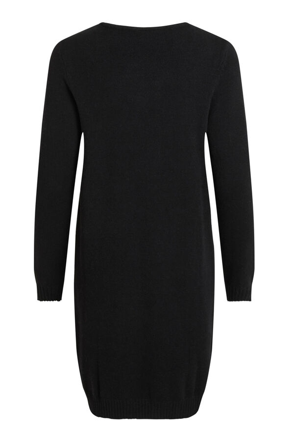 Vila Jersey-knit dress with long sleeves Black