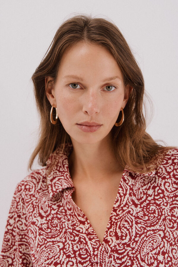 Cortefiel Polo shirt neck t-shirt Pink