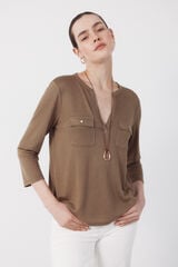 Cortefiel T-shirt with pockets Kaki