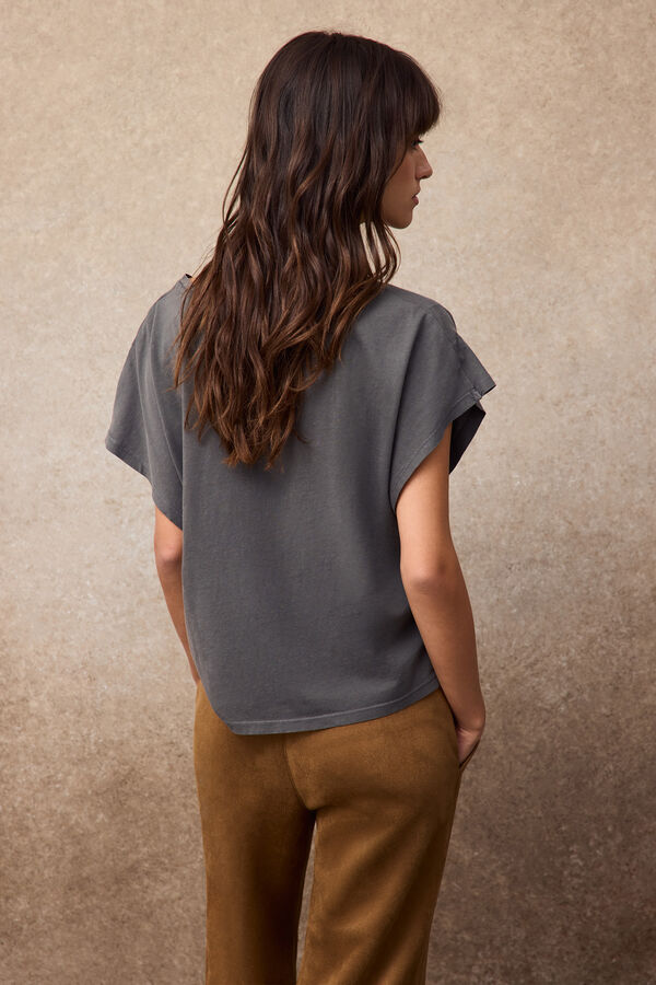Slowlove Printed pleated T-shirt Grey