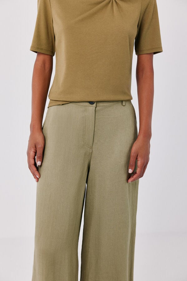 Cortefiel Fluid wide trousers Green