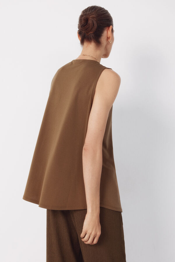 Cortefiel Long pleated top Kaki