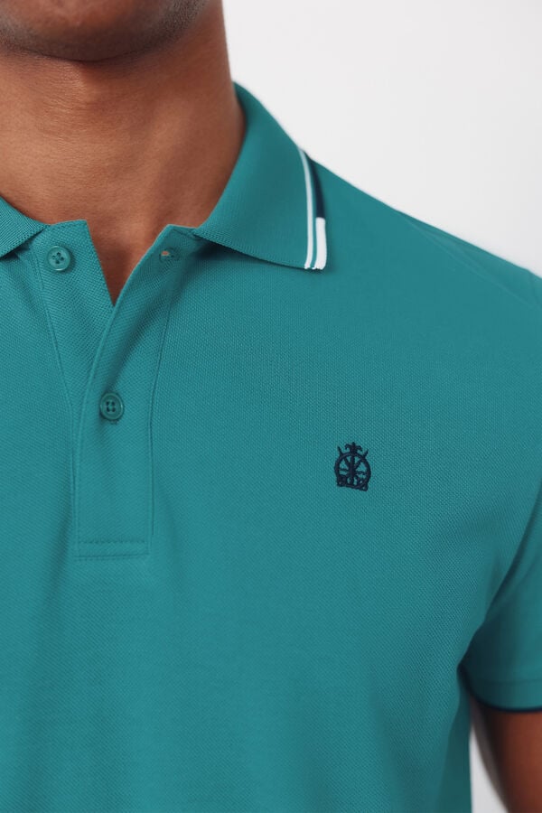 Cortefiel Polo shirt with tips Green