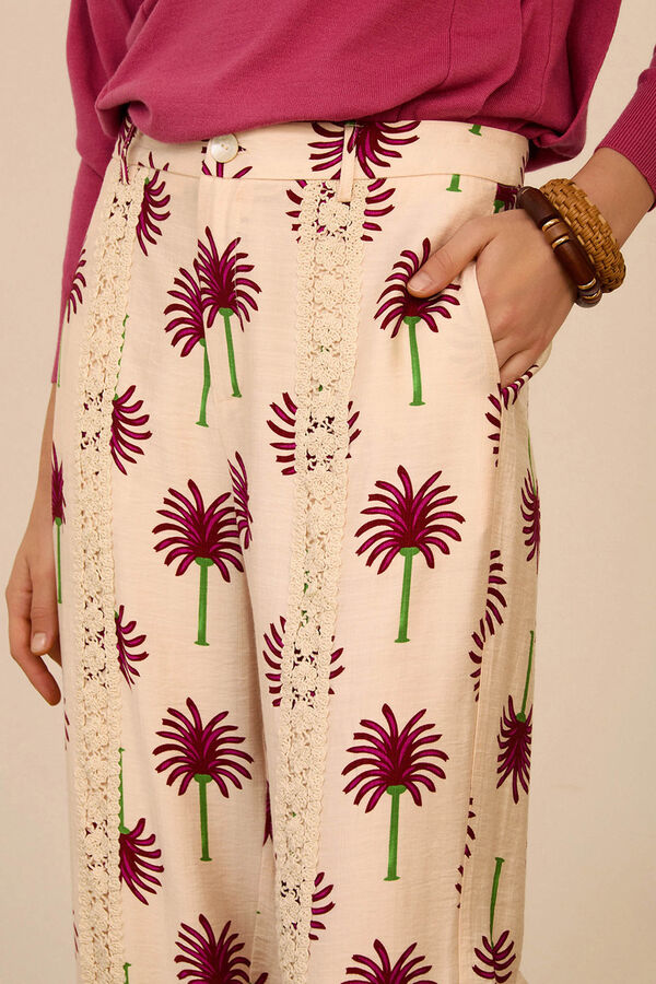 Meisie Printed cropped trousers Printed white