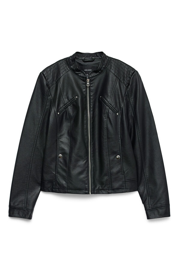 Vero Moda Blusão com efeito couro e gola Perkins Preto