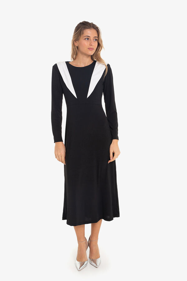 Cuplé Vestido com ombreiras Preto