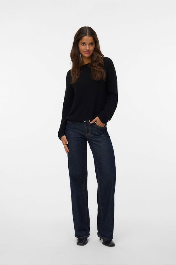 Vero Moda Suéter de malha fina com gola canoa  Preto