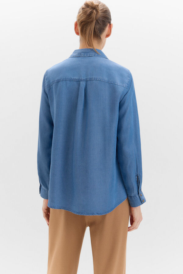 Cortefiel Tencel denim shirt Blue